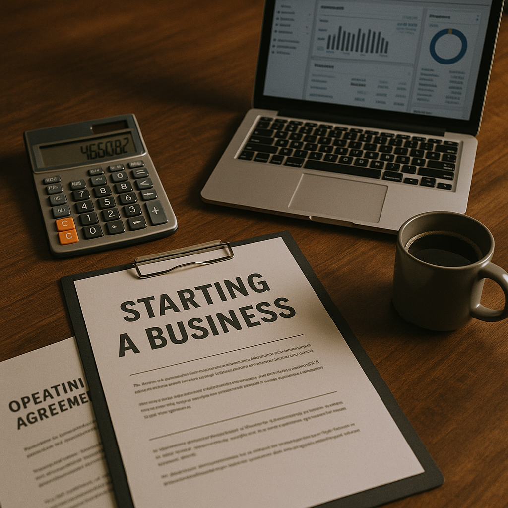 Dossier de creation d'entreprise et calculatrice